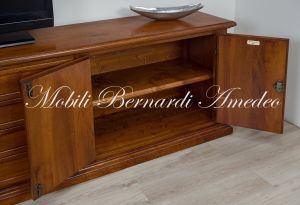 Removable living room furniture in walnut wood with classic style doors and drawers